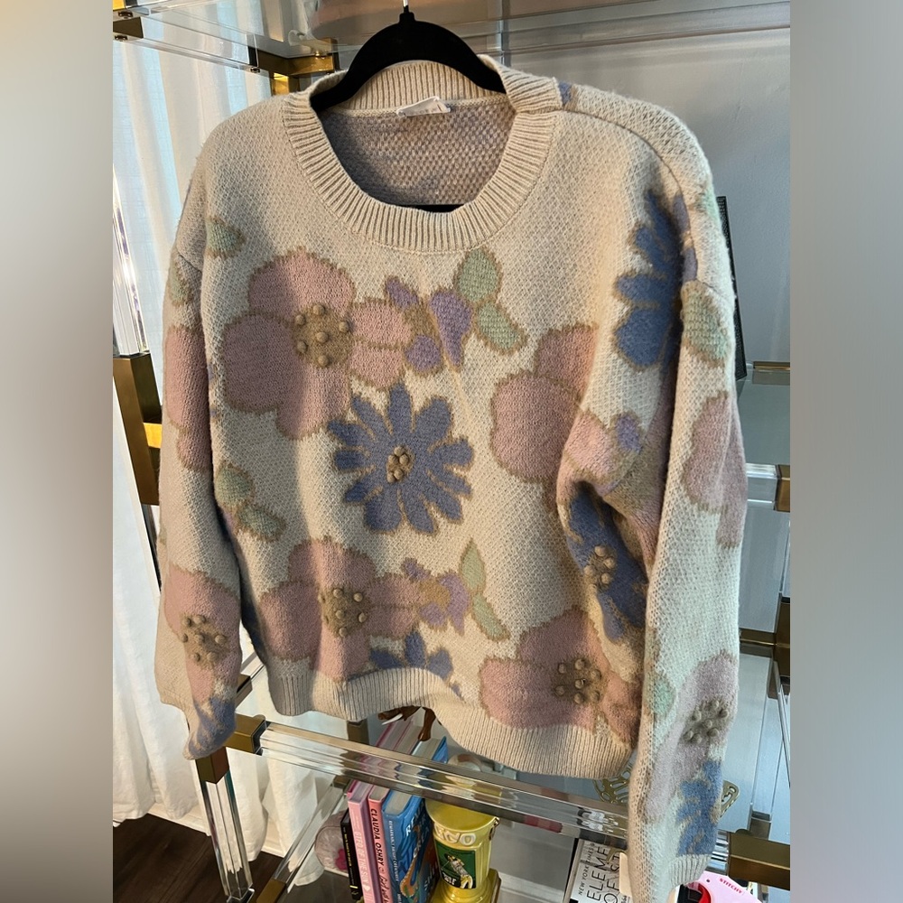 Wrenn Beige Floral Patterned Knit Sweater - Picture 3 of 7